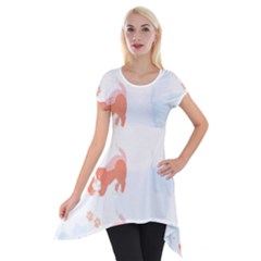 Dog And Cat Lover Pattern T- Shirtdog And Cat Lover Pattern T- Shirt Short Sleeve Side Drop Tunic by maxcute