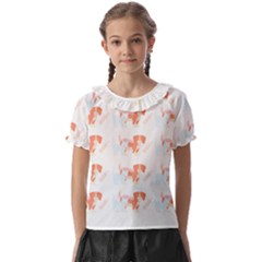 Dog And Cat Pattern T- Shirtdog And Cat Lover Pattern T- Shirt Kids  Frill Chiffon Blouse by maxcute