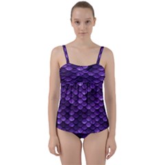Purple Scales! Twist Front Tankini Set by fructosebat