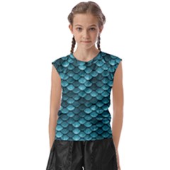 Teal Scales! Kids  Raglan Cap Sleeve Tee by fructosebat