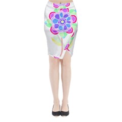 Flower Illustration T- Shirtflower T- Shirt Midi Wrap Pencil Skirt by maxcute