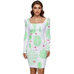 Flowers Art T- Shirtflowers T- Shirt (12) Women Long Sleeve Ruched Stretch Jersey Dress by maxcute