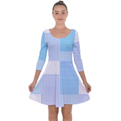 Geometric T- Shirt Blue Composition T- Shirt Quarter Sleeve Skater Dress by maxcute