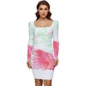 Hawaii T- Shirt Hawaii Akahai Pattern T- Shirt Women Long Sleeve Ruched Stretch Jersey Dress View1