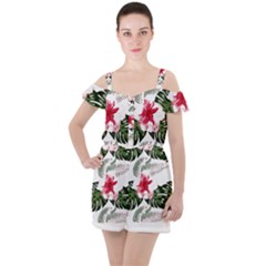 Hawaii T- Shirt Hawaii Blood Flower Garden T- Shirt Ruffle Cut Out Chiffon Playsuit by maxcute
