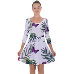 Hawaii T- Shirt Hawaii Lent Flowers Pattern T- Shirt Quarter Sleeve Skater Dress by maxcute