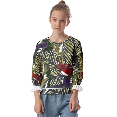Hawaii T- Shirt Hawaii Pattern Garden T- Shirt Kids  Cuff Sleeve Top by maxcute