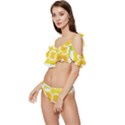 Yellow Seamless Pattern Ruffle Edge Tie Up Bikini Set	 View2