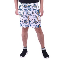 Flowers Blue Texture Style Batik Men s Pocket Shorts by Jancukart