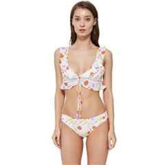 Pattern Design T- Shirt Halloween With Witch Stuffs T- Shirt Low Cut Ruffle Edge Bikini Set by maxcute