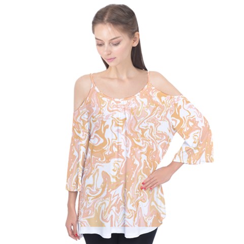 Pattern T- Shirt Abstract Pattern With Brown Waves T- Shirt Flutter Tees by maxcute