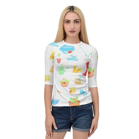 Plants T- Shirt Gardening Pattern Garden Tools Plants Lover T- Shirt Quarter Sleeve Raglan Tee by maxcute