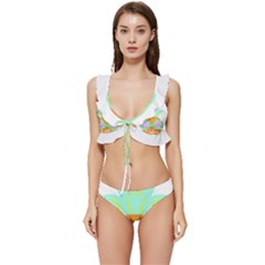 Tropical Fruit T- Shirt Pineapple At Sea T- Shirt Low Cut Ruffle Edge Bikini Set by maxcute