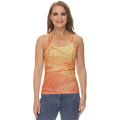 Orange Leaves Colorful Transparent Texture Of Natural Background Basic Halter Top by Jancukart