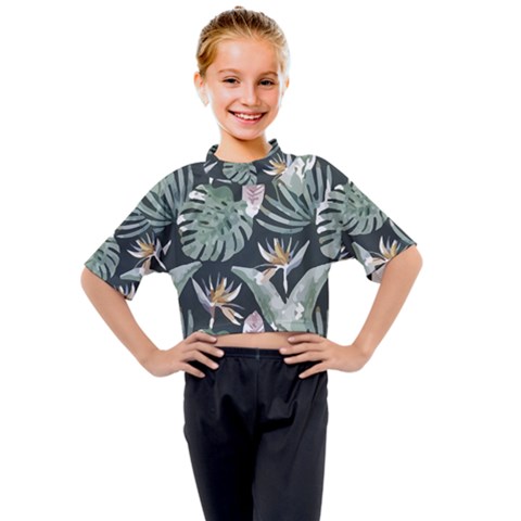 Tropical T- Shirt Tropical Garden Floricorous T- Shirt Kids Mock Neck Tee by maxcute