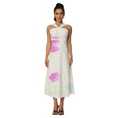 Tropical T- Shirt Tropical Graceful Branches T- Shirt Sleeveless Cross Front Cocktail Midi Chiffon Dress by maxcute