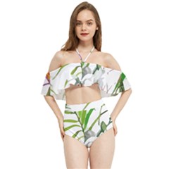 Tropical T- Shirt Tropical Handsome Preforation T- Shirt Halter Flowy Bikini Set  by maxcute