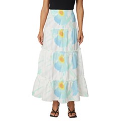 Tropical T- Shirt Tropical Trend Flower De Lis T- Shirt Tiered Ruffle Maxi Skirt by maxcute