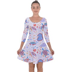 Turtle T- Shirt Sea Turtles Pattern T- Shirt Quarter Sleeve Skater Dress by maxcute