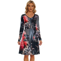 Chocolate Dark Long Sleeve Dress With Pocket by artworkshop