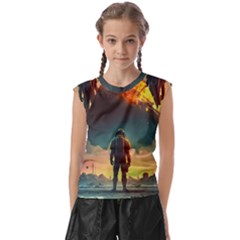 Leadership Alien Soldier Warrior Fantasy Kids  Raglan Cap Sleeve Tee by Ravend