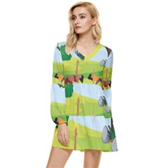 Large Tiered Long Sleeve Mini Dress by SymmekaDesign
