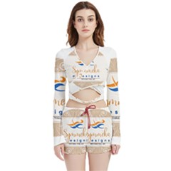 Logo Pngdd Velvet Wrap Crop Top And Shorts Set by SymmekaDesign