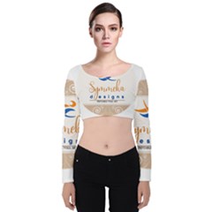 Logo Pngdd Velvet Long Sleeve Crop Top by SymmekaDesign