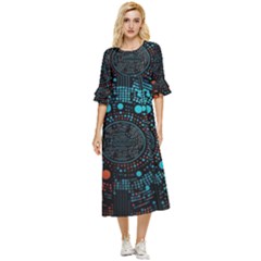Big Data Abstract Abstract Background Double Cuff Midi Dress by Pakemis