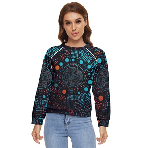 Big Data Abstract Abstract Background Women s Long Sleeve Raglan Tee by Pakemis