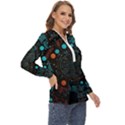 Big Data Abstract Abstract Background Zip Up Long Sleeve Blouse View3