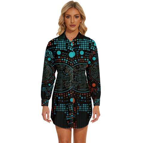 Big Data Abstract Abstract Background Womens Long Sleeve Shirt Dress by Pakemis