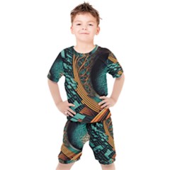 Big Data Abstract Abstract Background Backgrounds Kids  Tee And Shorts Set by Pakemis