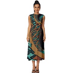 Big Data Abstract Abstract Background Backgrounds Sleeveless Round Neck Midi Dress by Pakemis