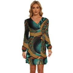 Big Data Abstract Abstract Background Backgrounds Long Sleeve Waist Tie Ruffle Velour Dress by Pakemis