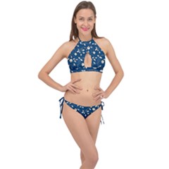 Flora Flower Flowers Nature Abstract Wallpaper Design Cross Front Halter Bikini Set by Ravend