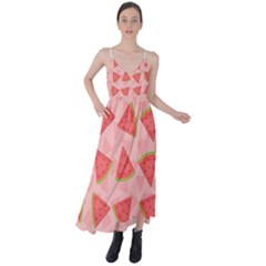 Background Watermelon Pattern Fruit Food Sweet Tie Back Maxi Dress by Jancukart