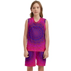 Geometric Pattern Line Art Kaleidoscope Symmetry Kids  Basketball Mesh Set by Jancukart