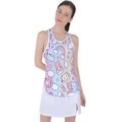 Pusheen Carebears Bears Cat Colorful Cute Pastel Pattern Racer Back Mesh Tank Top by Sapixe
