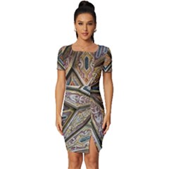 Church Ceiling Mural Architecture Fitted Knot Split End Bodycon Dress by Ravend