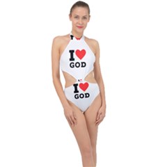 I Love God Halter Side Cut Swimsuit by ilovewhateva
