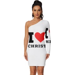 I Love Christ Long Sleeve One Shoulder Mini Dress by ilovewhateva