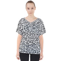 Question Mark Typographic Motif Random Pattern V-neck Dolman Drape Top by dflcprintsclothing