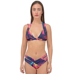 Mountain Sky Color Colorful Night Double Strap Halter Bikini Set by Ravend