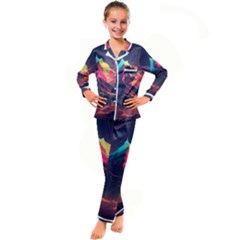 Mountain Sky Color Colorful Night Kid s Satin Long Sleeve Pajamas Set by Ravend