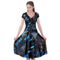 Flower Metal Flowers Sculpture Cap Sleeve Wrap Front Dress by Ravend