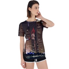 Chicago City Architecture Downtown Perpetual Short Sleeve T-shirt by Ravend