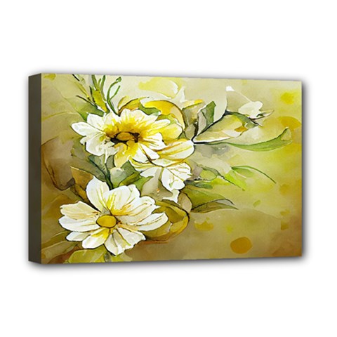 Watercolor Yellow And-white Flower Background Deluxe Canvas 18  X 12  (stretched) by artworkshop