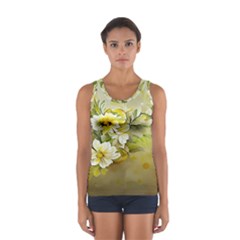 Watercolor Yellow And-white Flower Background Sport Tank Top  by artworkshop
