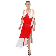 Canada Flag Canadian Flag View Maxi Chiffon Cover Up Dress by Ravend